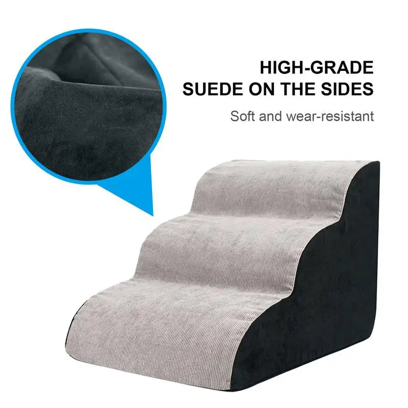 3-Steps Pet Dog Sofa Stairs with Flannel Cover Anti-Slip Dogs Cats Ramp Ladder Memory Foam Sponge Slope Staircase Pet Supplies
