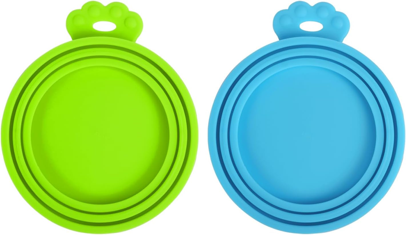 4 Packs Silicone Pet Can Lids, Dog Cat Food Can Cover, Universal Size Can Tops, 1 Fit 3 Standard Size Food Cans, BPA Free Dishwasher Safe (Blue, Green, Orange, Pink)