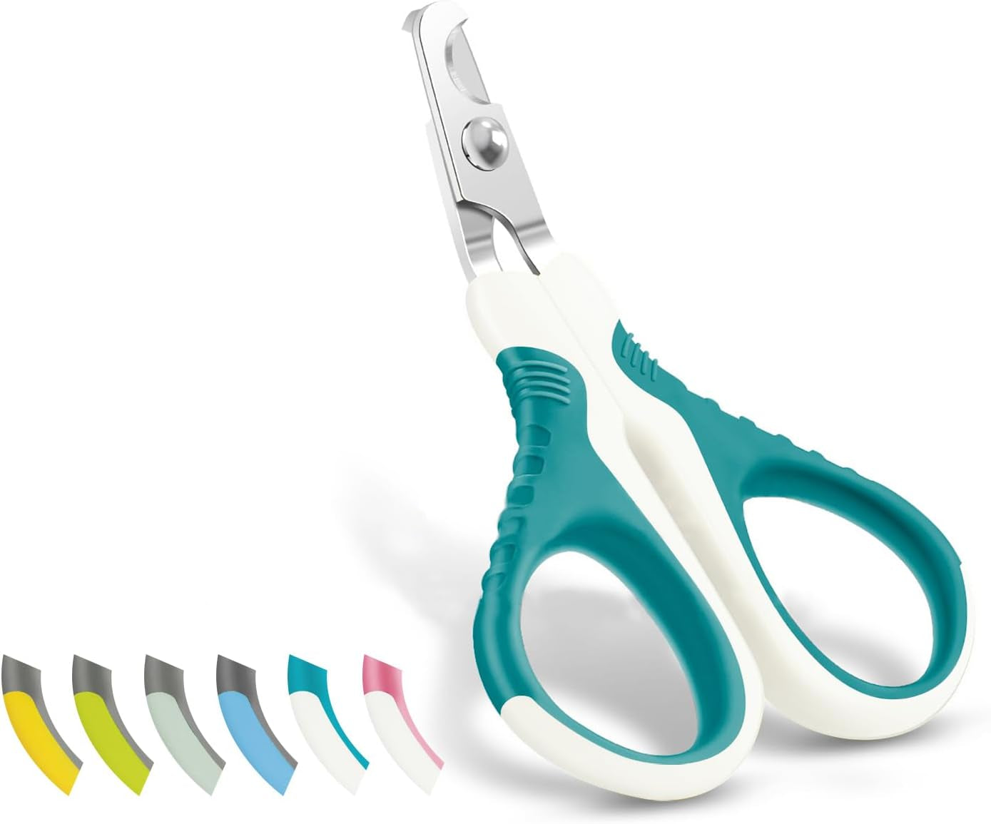 Pet Nail Clippers, Professional Claw Trimmer, Bended Scissor Special for Cats, Kittens, Dogs, Puppies, Small Animals, White/Pine Green