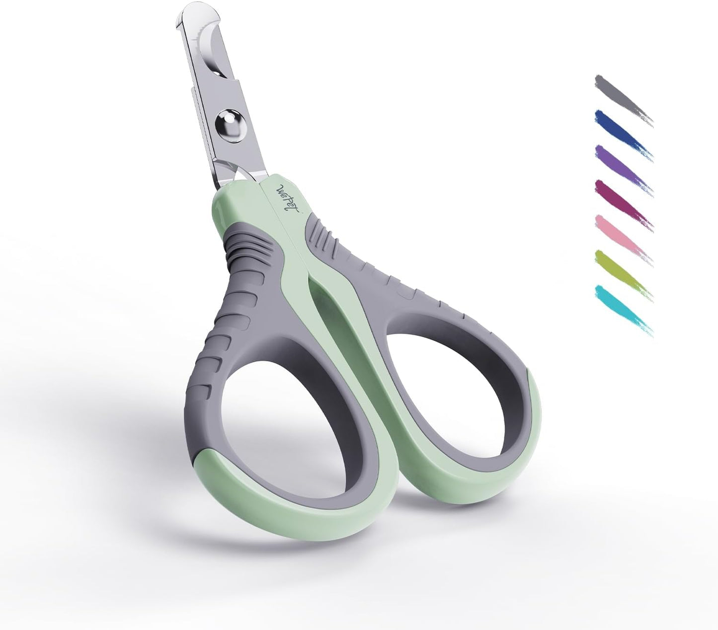 Pet Nail Clippers, Professional Claw Trimmer, Bended Scissor Special for Cats, Kittens, Dogs, Puppies, Small Animals, White/Pine Green
